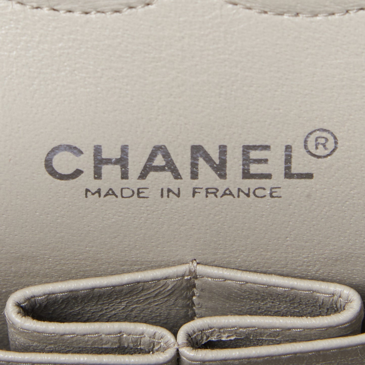 Lambskin Quilted Medium Double Flap Grey