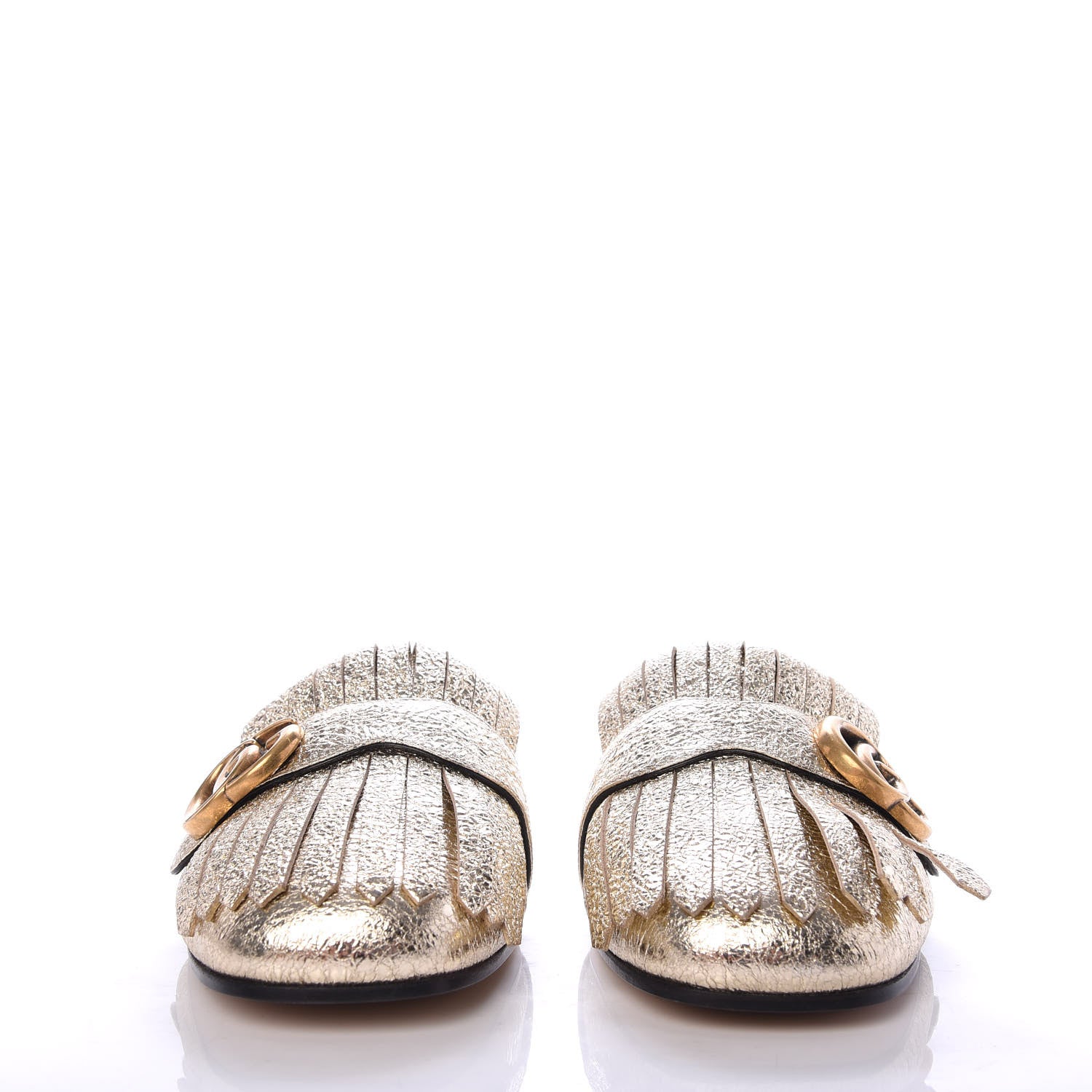 Gucci Galassia Womens GG Marmont Fringe Slippers 37.5 Platino 2 of 12