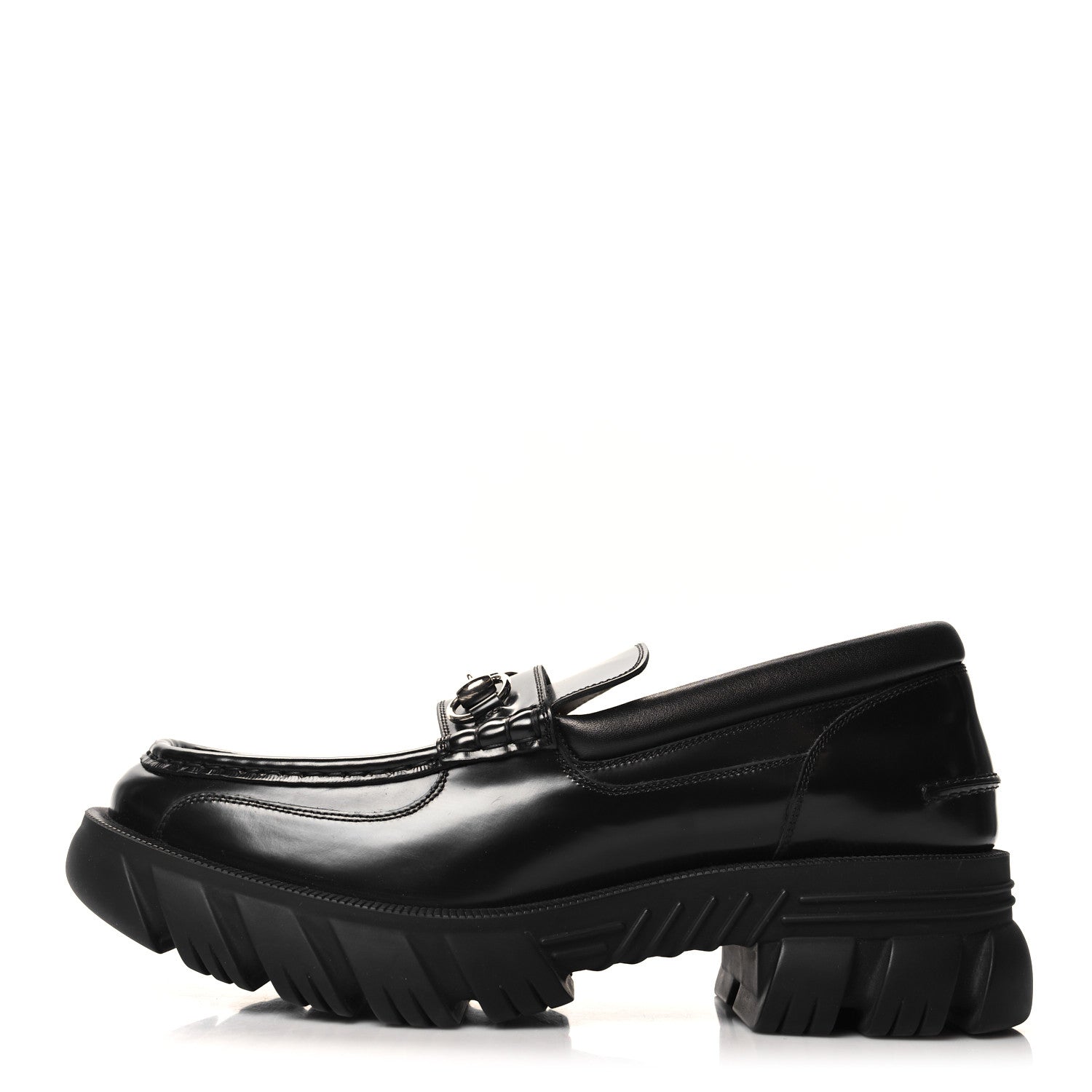 Gucci Magnum Calfskin Nappa Samoa Mens Horsebit Platform Lug Sole Loafers 11 Black 1 of 9