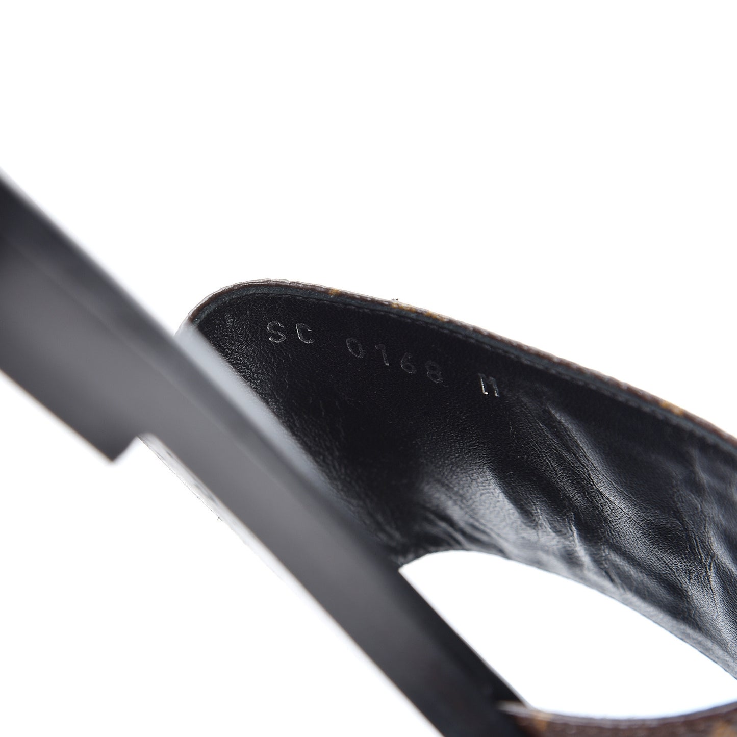 Patent Calfskin Monogram LV Black Heart Flat Mules 38 Cacao