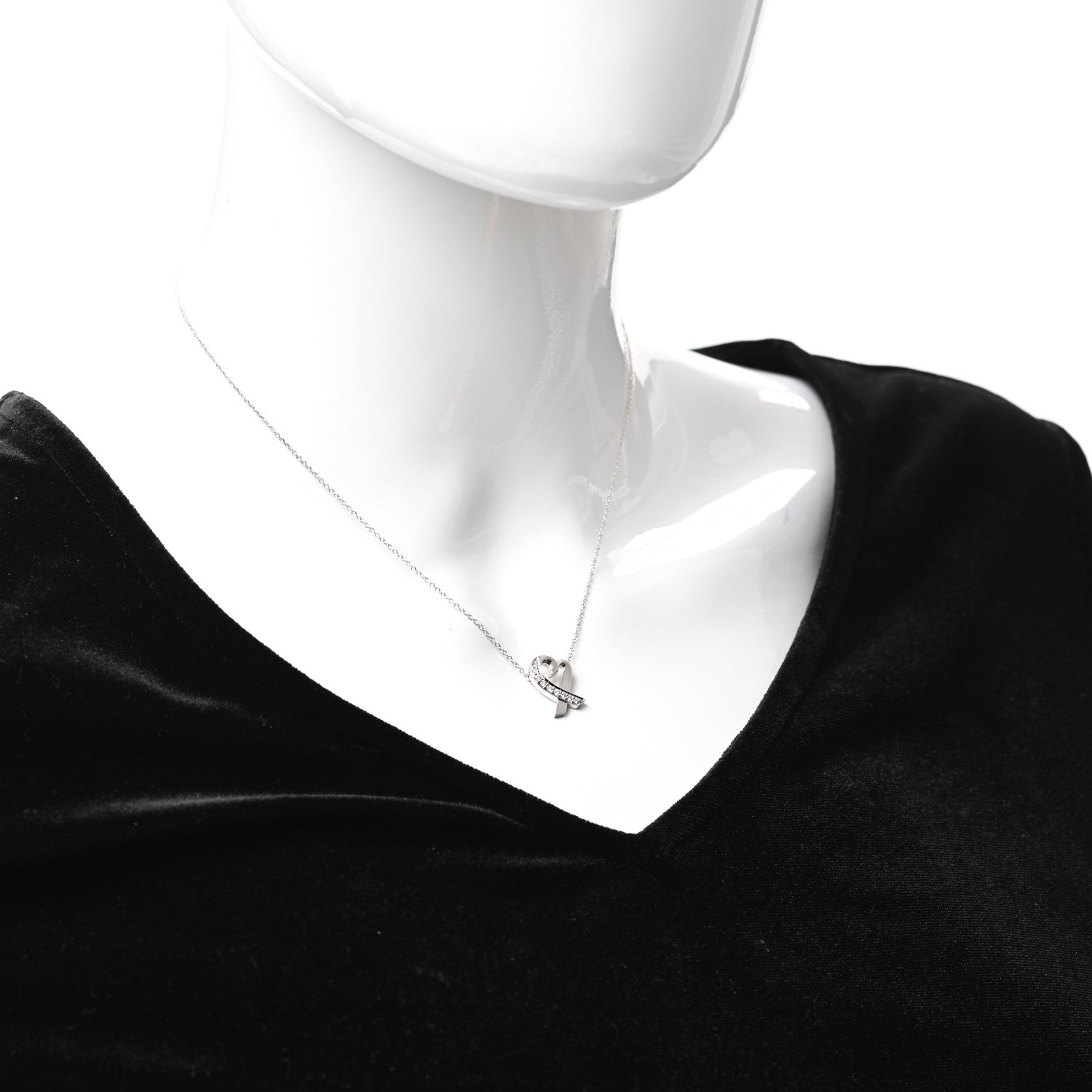 Tiffany 18K White Gold Diamond Small Paloma Picasso Loving Heart Necklace 2 of 7