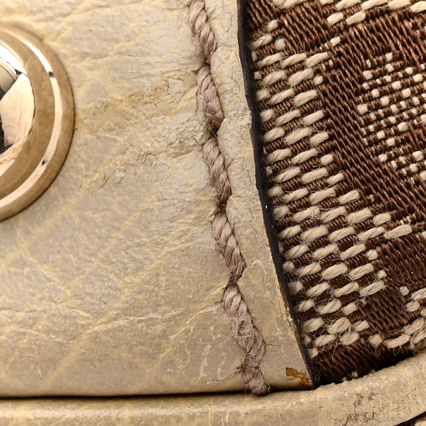 Monogram Large Horsebit Web Shoulder Bag White