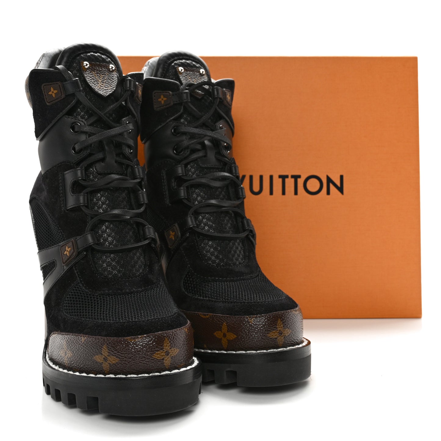Suede Calfskin Monogram Star Trail Ankle Boots 39 Black