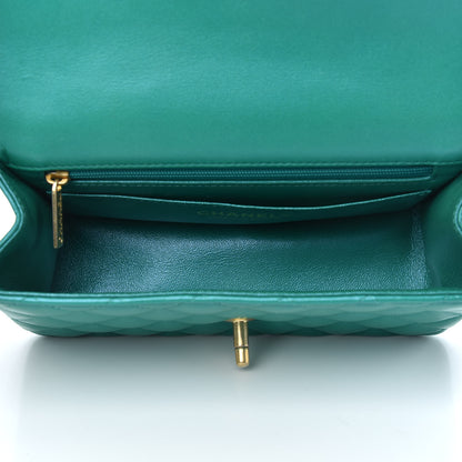 Chanel Iridescent Lambskin Quilted Mini Top Handle Rectangular Flap Green 5 of 11