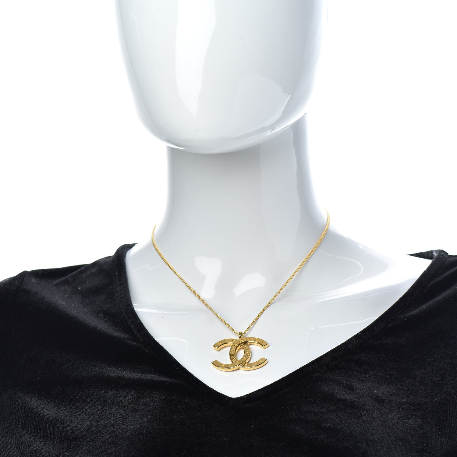 Chanel Metal CC Paris Button Necklace Gold 2 of 5