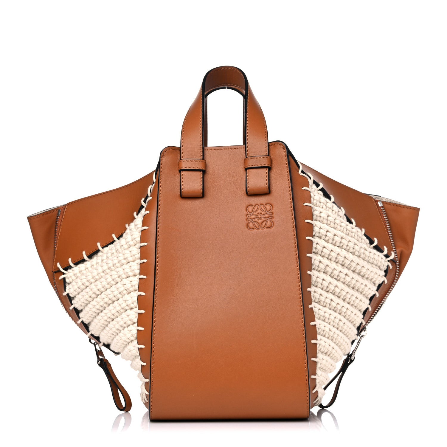 Loewe Calfskin Crochet Small Hammock Shoulder Bag Tan Natural 1 of 11