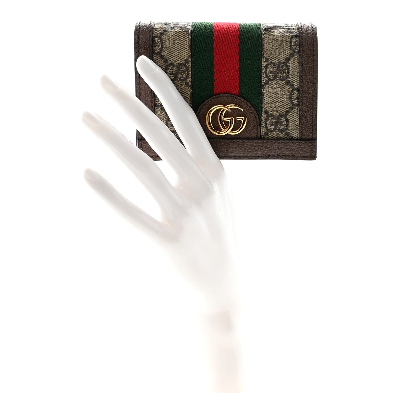 Gucci GG Supreme Monogram Web Ophidia Card Case Beige New Acero 2 of 6