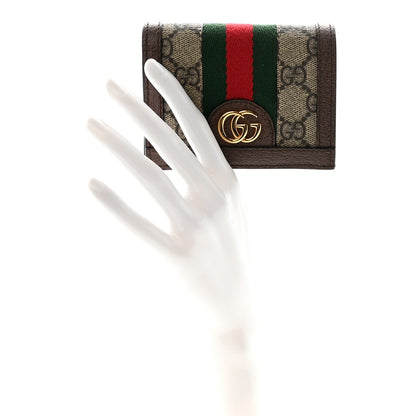 Gucci GG Supreme Monogram Web Ophidia Card Case Beige New Acero 2 of 6