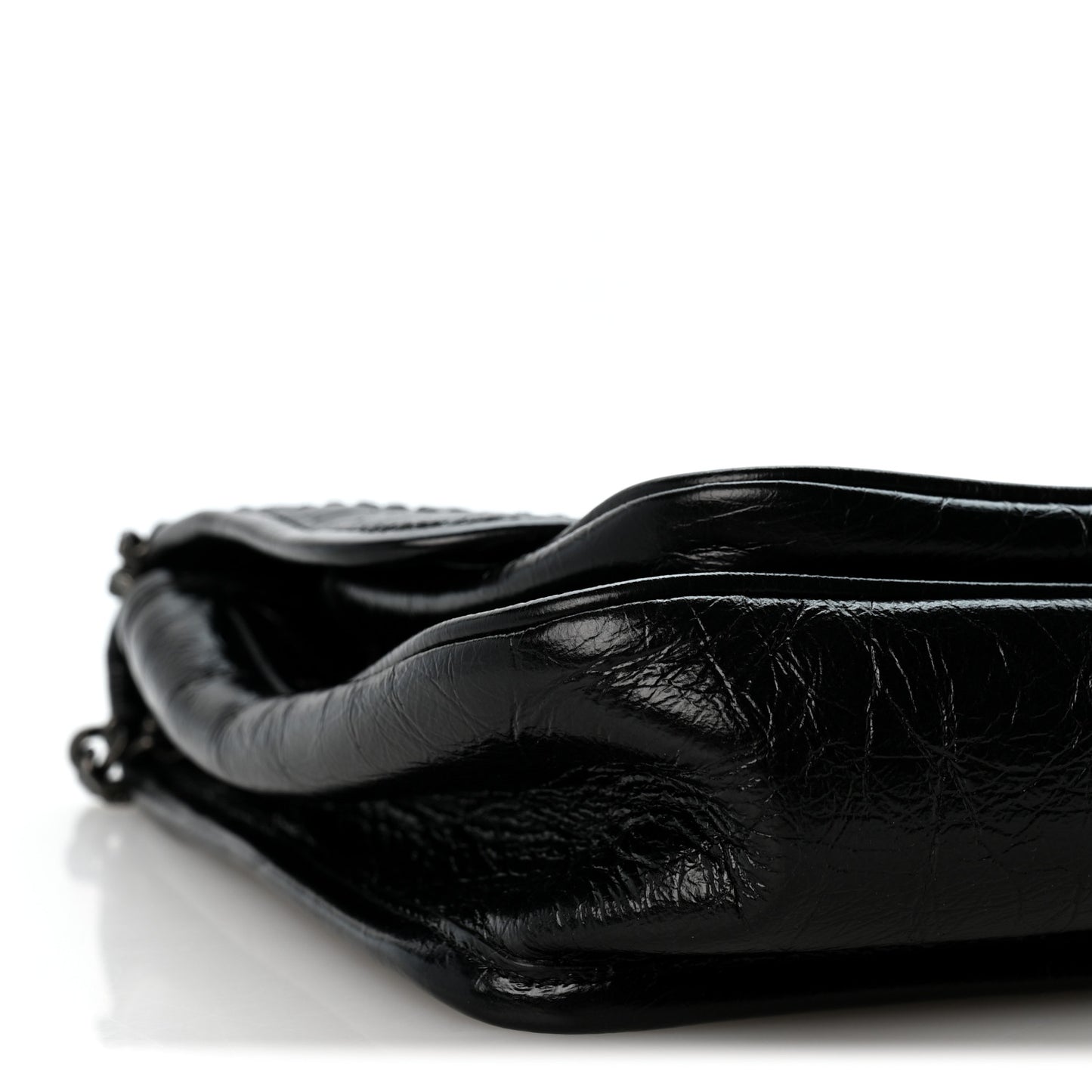 Crinkled Calfskin Matelasse Monogram Baby Niki Chain Satchel Black