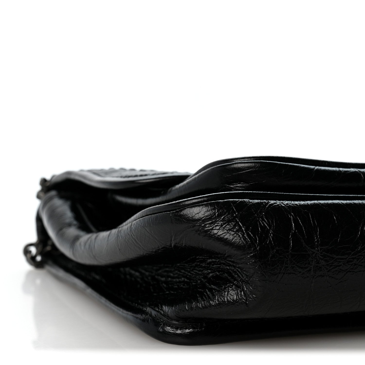 Saint Laurent Crinkled Calfskin Matelasse Monogram Baby Niki Chain Satchel Black 9 of 11