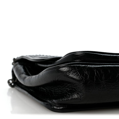 Saint Laurent Crinkled Calfskin Matelasse Monogram Baby Niki Chain Satchel Black 9 of 11