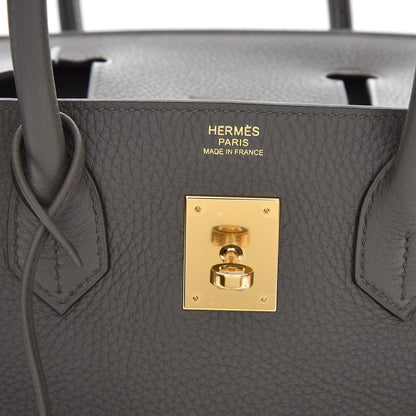 Hermes Taurillon Clemence Birkin 30 Etain 12 of 34