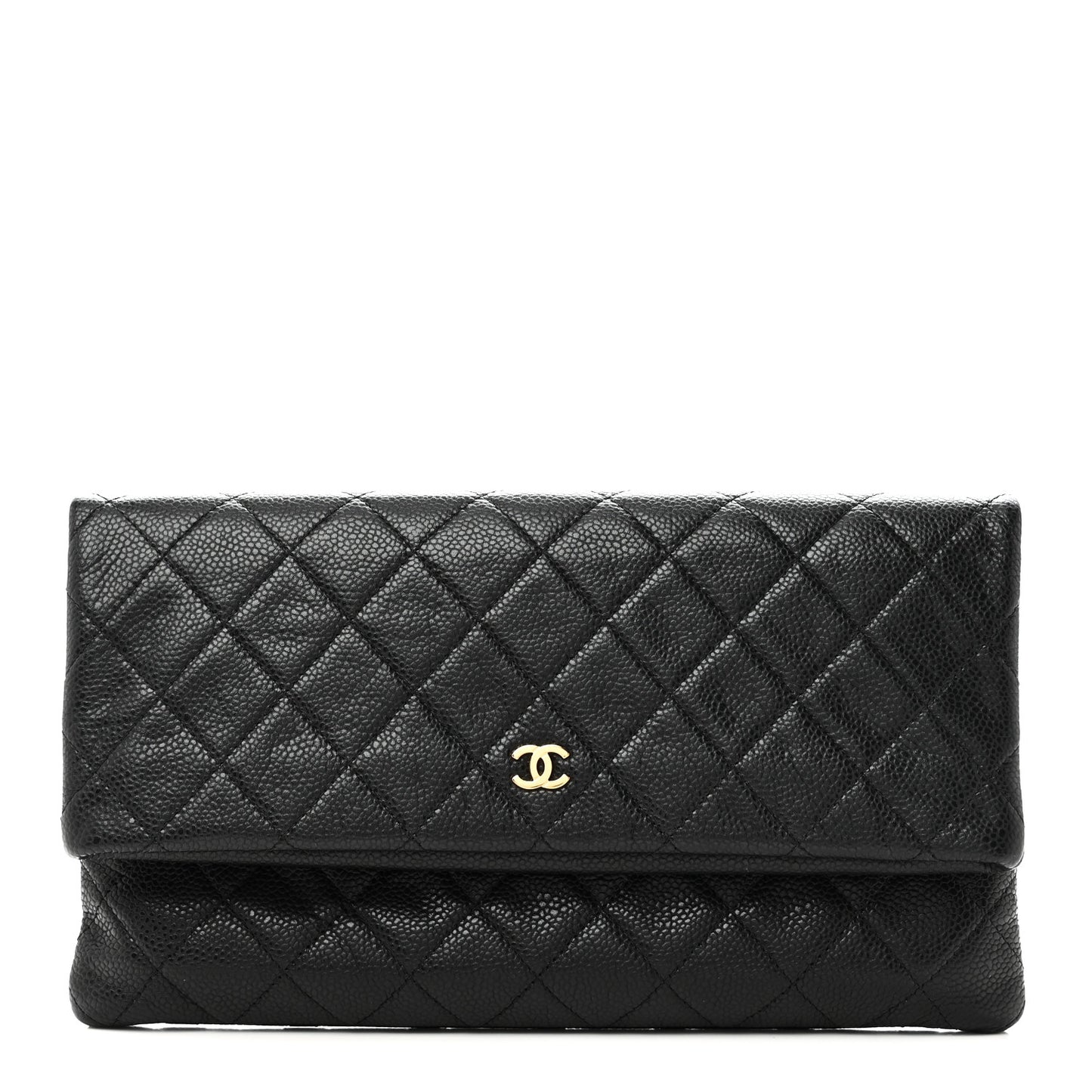 Caviar Quilted CC Beauty Clutch Black