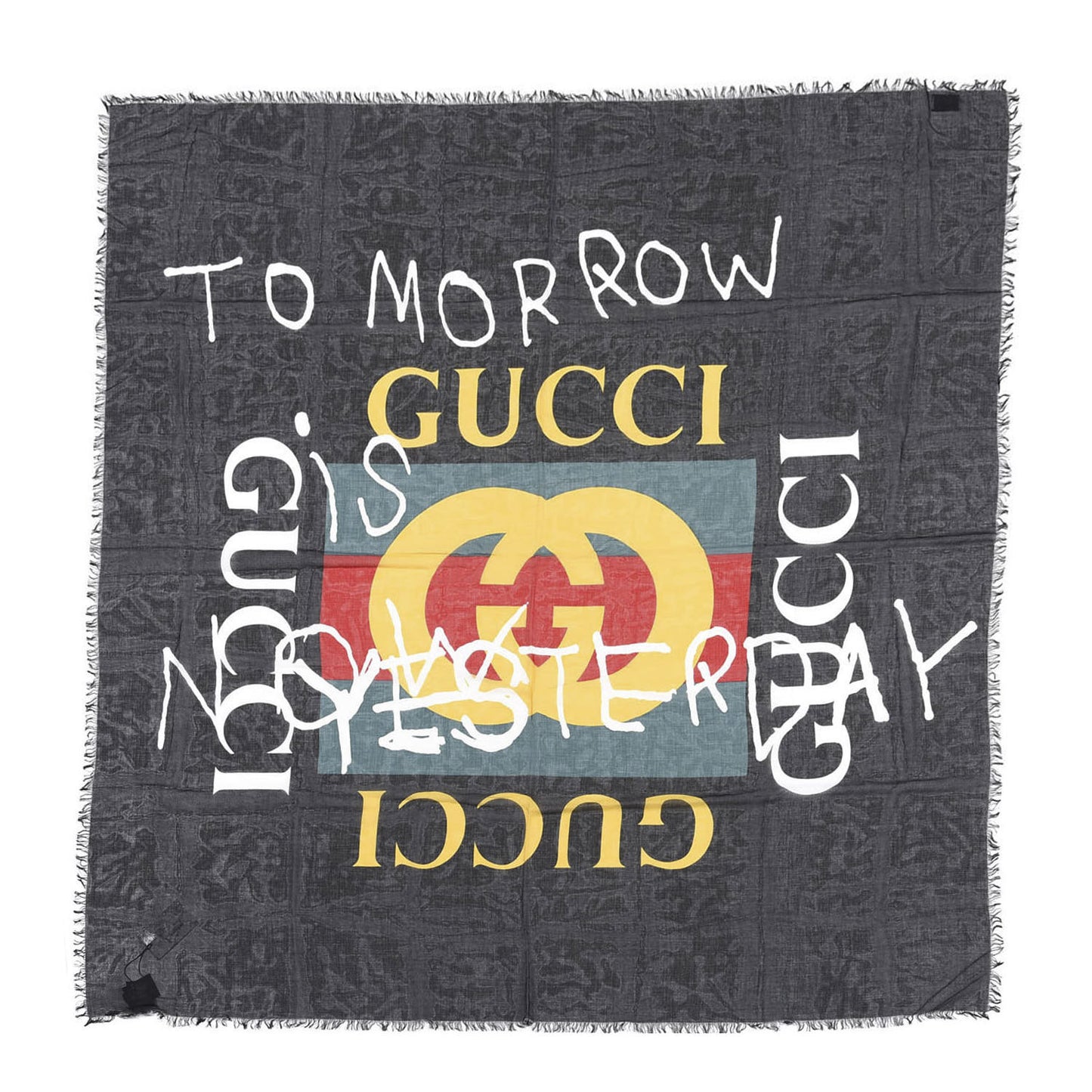 Modal Silk Coco Capitan Logo Square Scarf Black