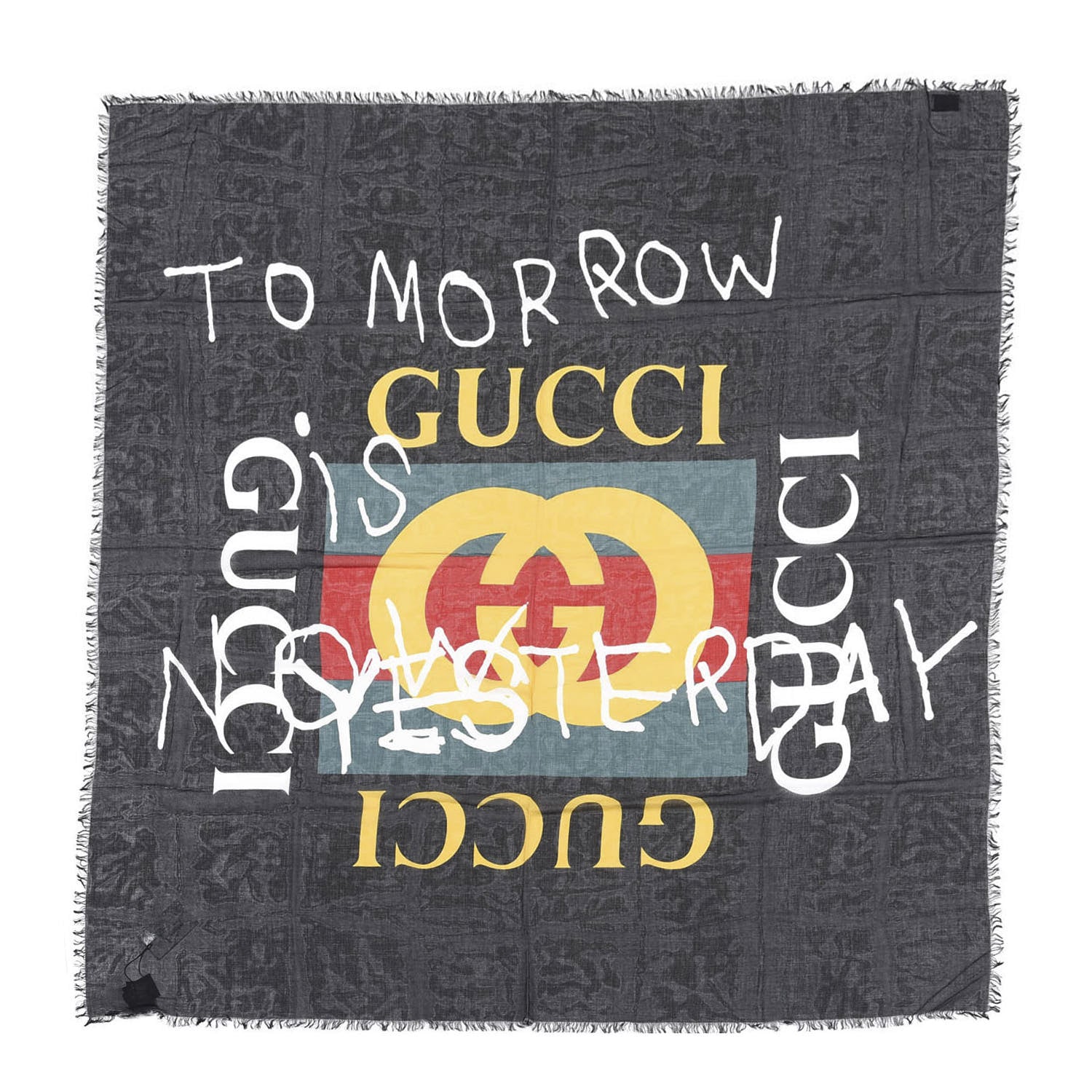 Gucci Modal Silk Coco Capitan Logo Square Scarf Black 1 of 4