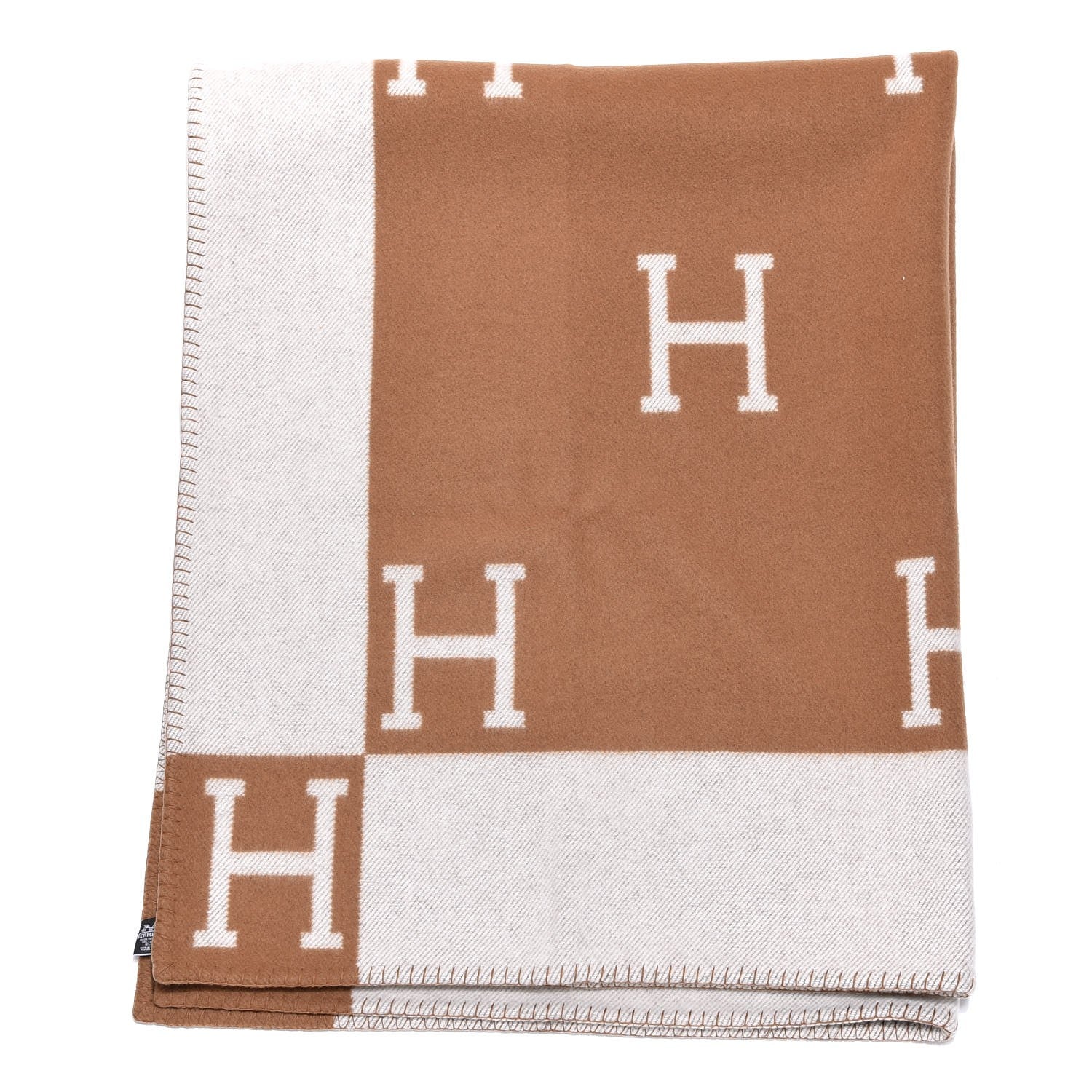 Hermes Wool Cashmere Avalon Blanket Ecru Camel 1 of 4