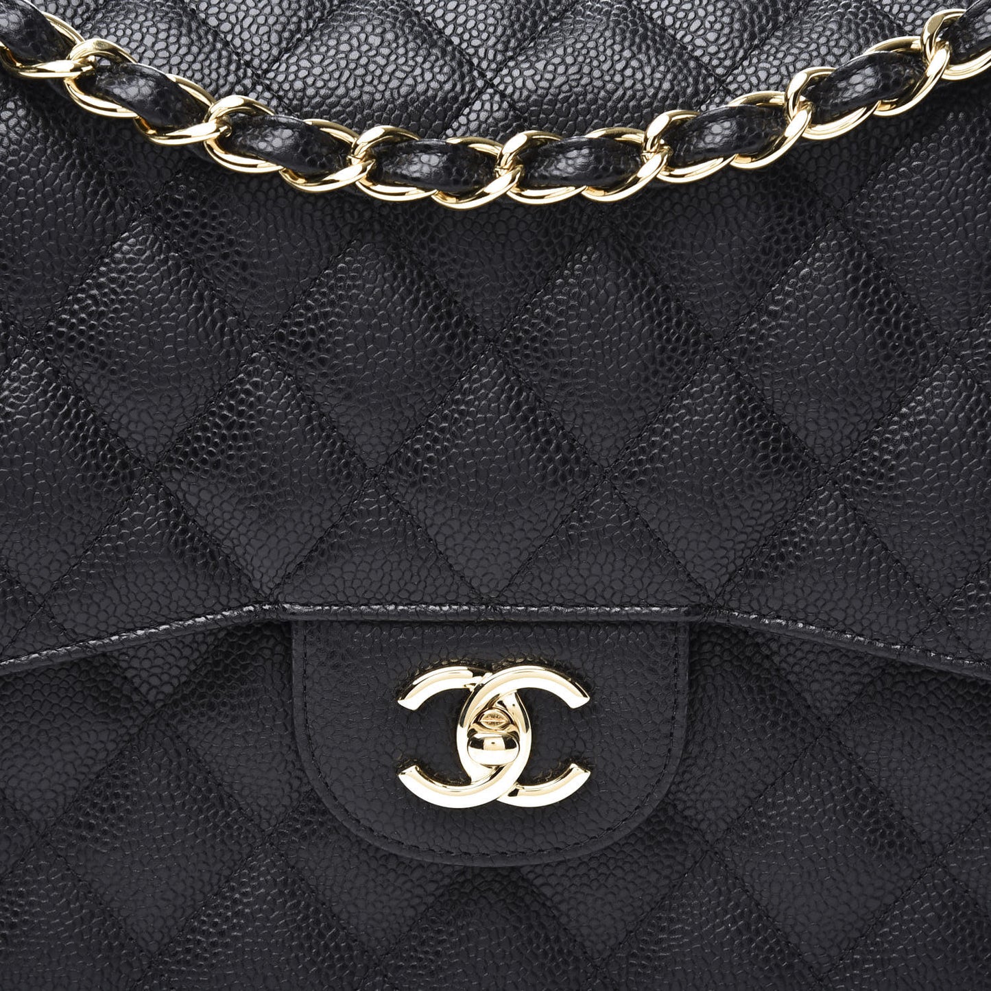 Caviar Quilted Jumbo Double Flap Black