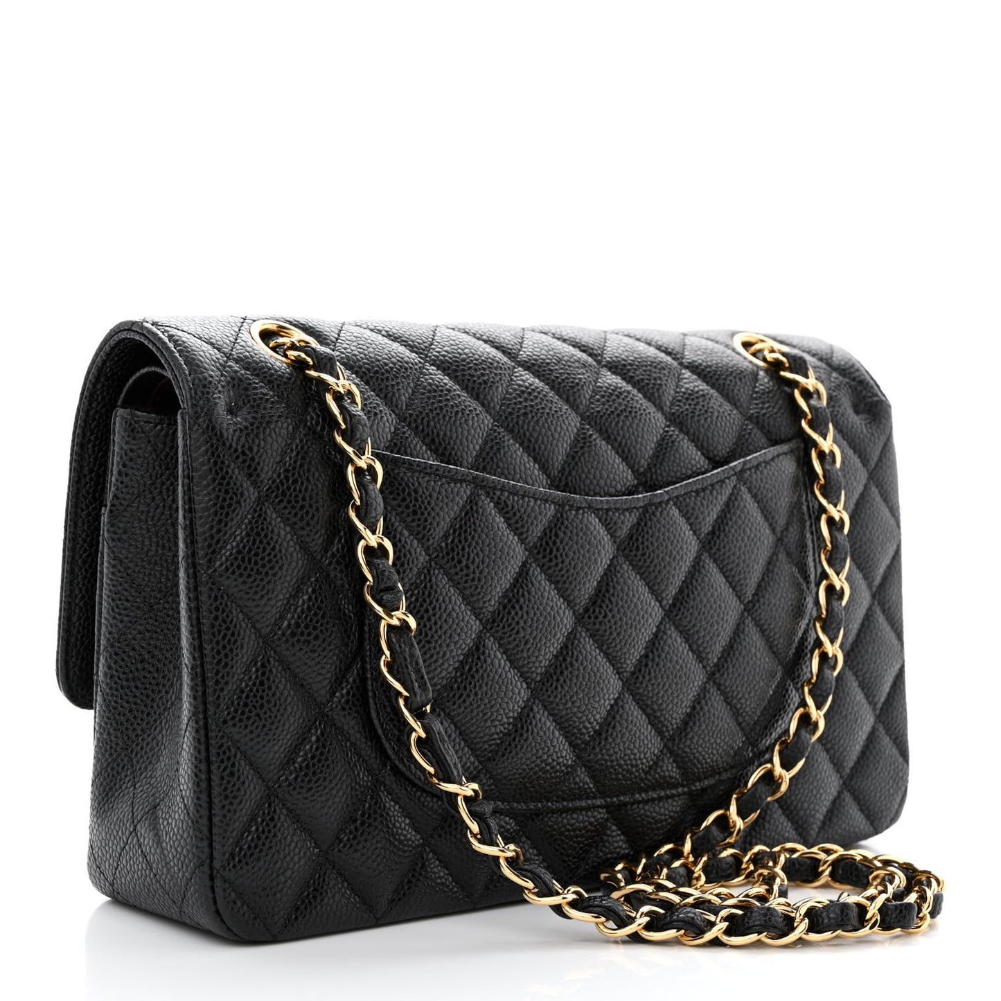 Caviar Quilted Medium Double Flap Black