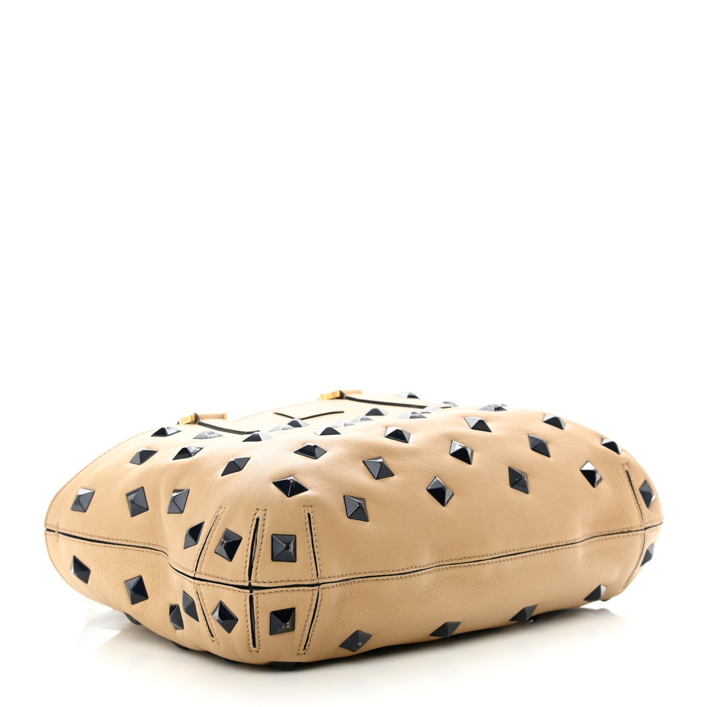 Calfskin Studded Medium B Fab Drawstring Tote Miel Scuro