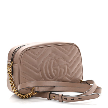 Gucci Calfskin Matelasse Small GG Marmont Chain Shoulder Bag Porcelain Rose 3 of 12