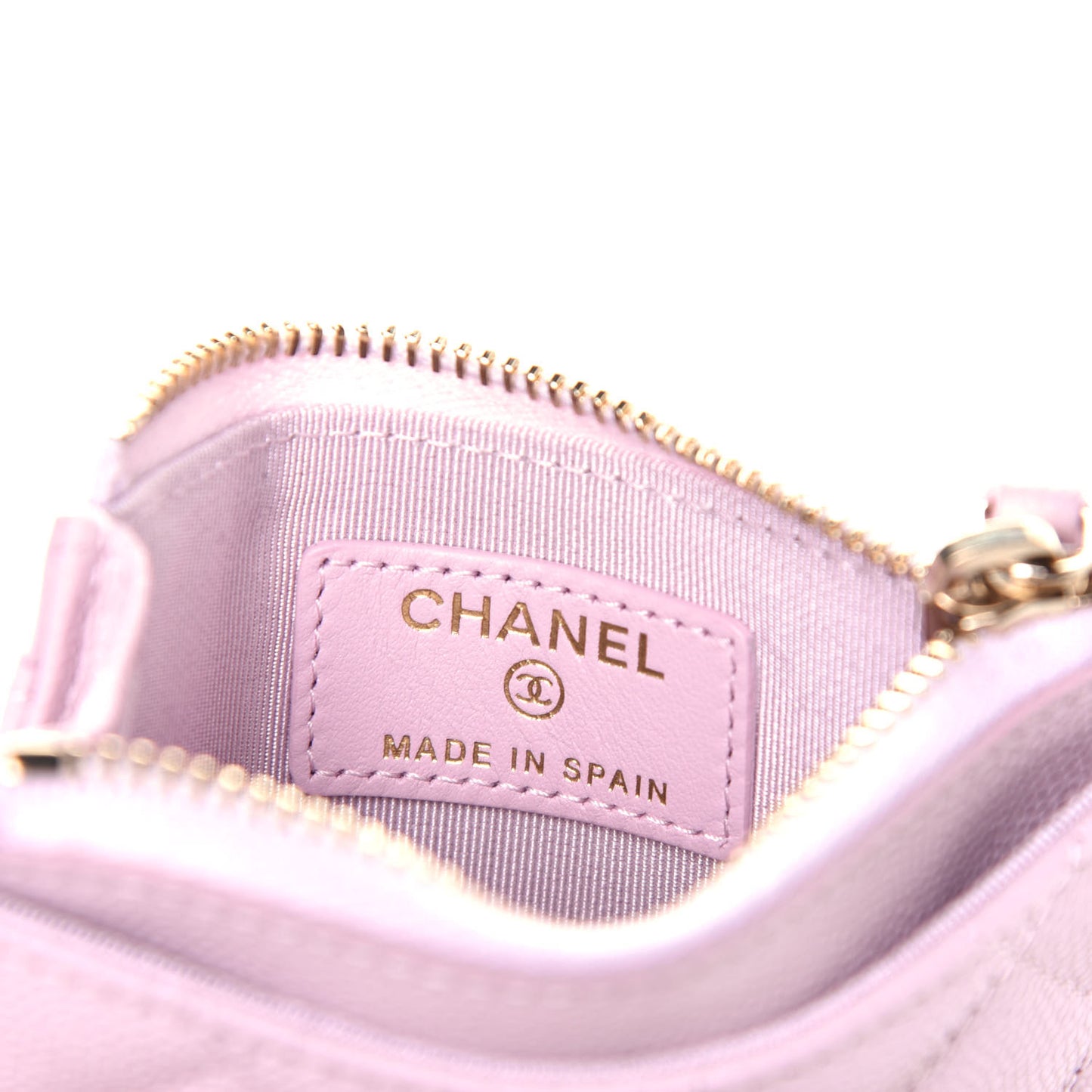 Caviar Quilted CC Zip Card Holder Light Pink