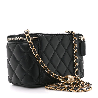Chanel Lambskin Quilted Pearl Crush Small Vanity Case With Chain Black 3 of 11