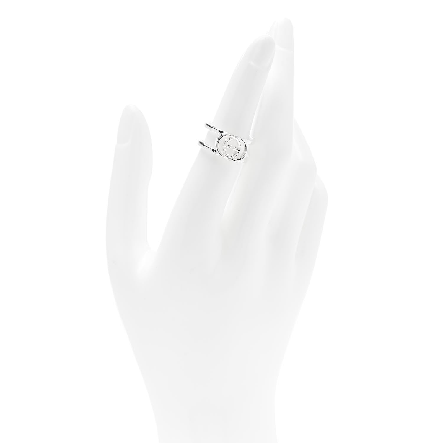 Gucci Sterling Silver 9mm Interlocking G Open Band Ring 53 6.25 2 of 5