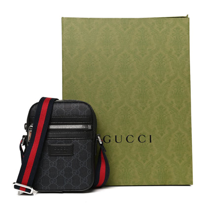 Gucci GG Supreme Monogram Appia Calfskin Web Small Camera Messenger Bag Black Grey 10 of 10