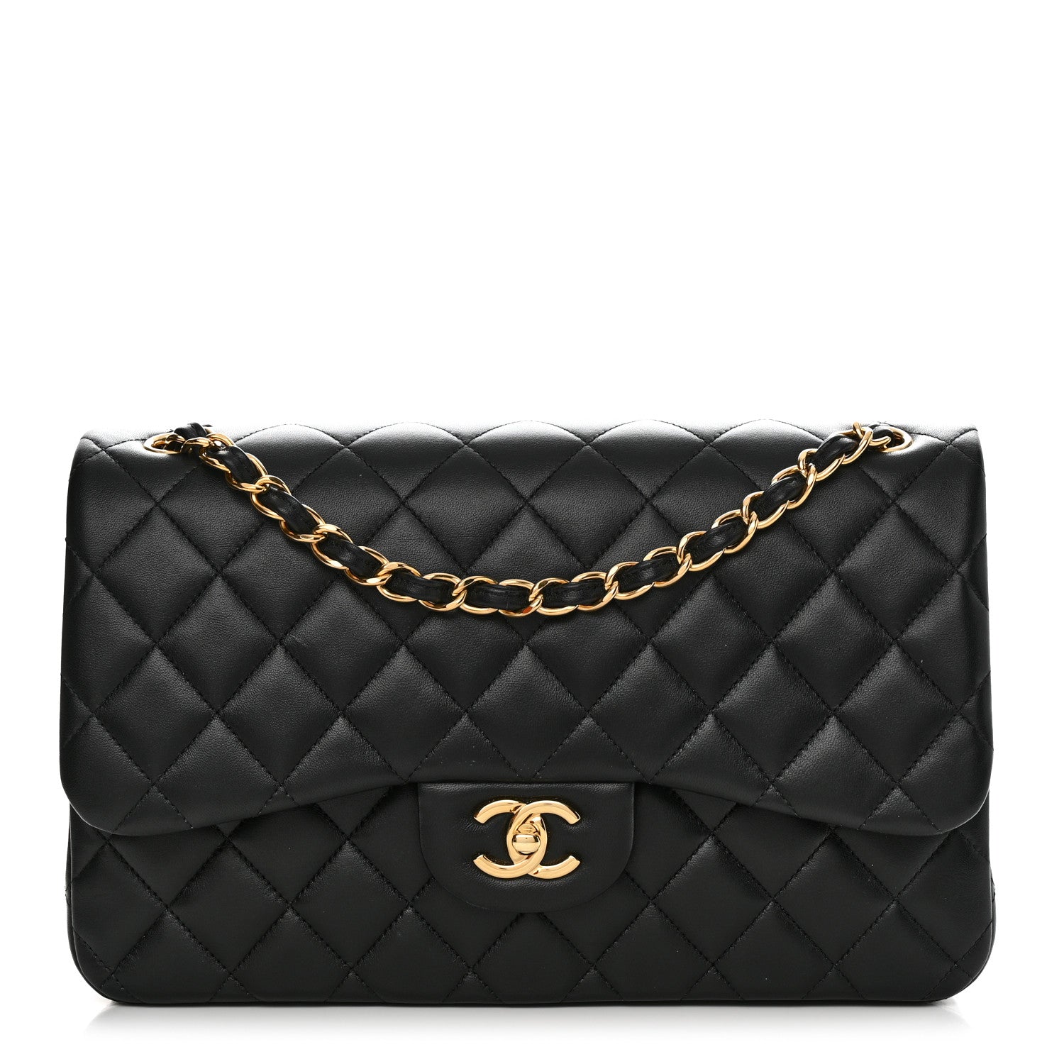 Chanel Lambskin Quilted Jumbo Double Flap Black 1 of 11