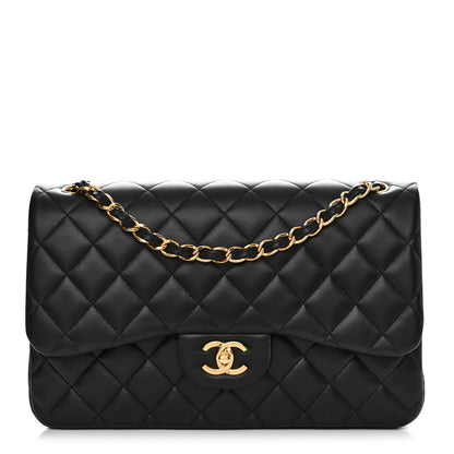 Chanel Lambskin Quilted Jumbo Double Flap Black 1 of 11