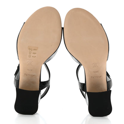 Louis Vuitton Metallic Crinkled Calfskin LV Edge Sandals 38.5 Black 5 of 9