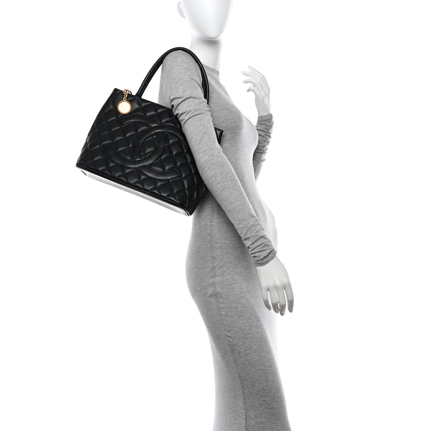 Caviar Quilted Medallion Tote Black