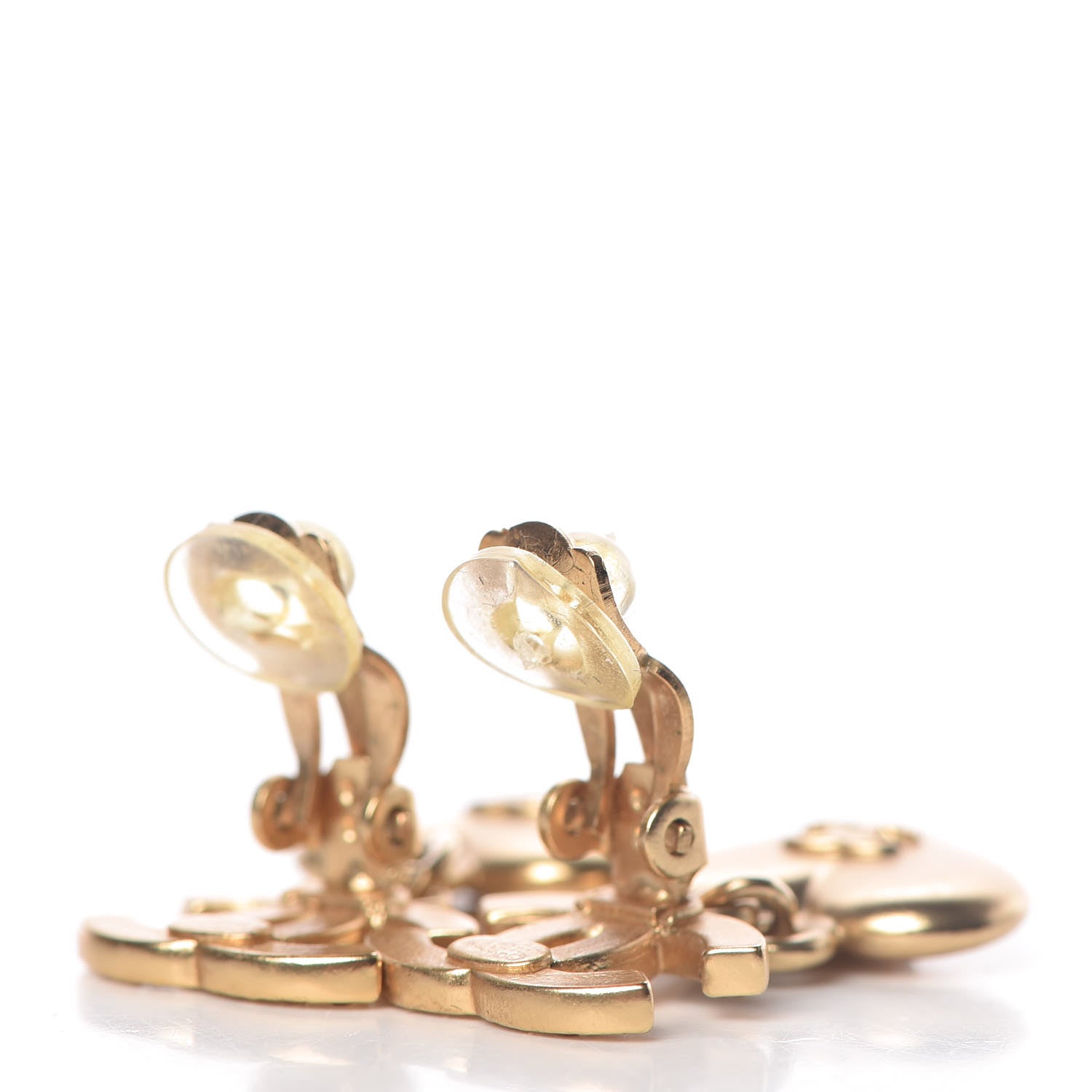Chanel Crystal Heart CC Drop Earrings Gold 4 of 5