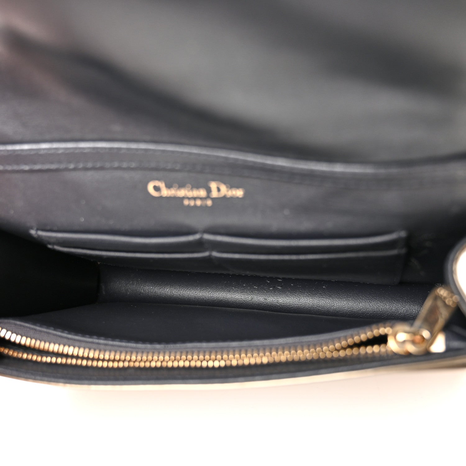 Christian Dior Metallic Patent Micro-Cannage Diorama Wallet on Chain Pouch Gold 5 of 10