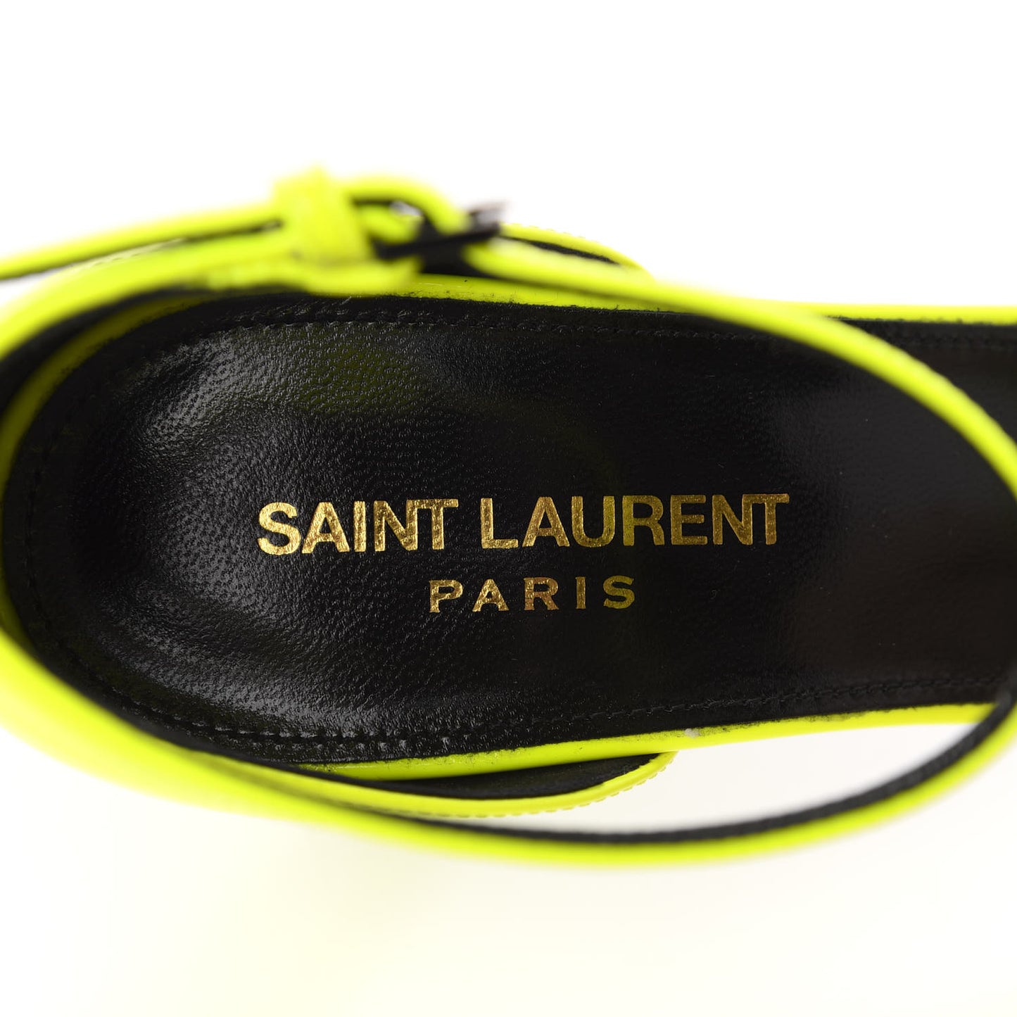 Patent Calfskin Jane 105 Ankle Strap Sandals 39 Yellow Fluo