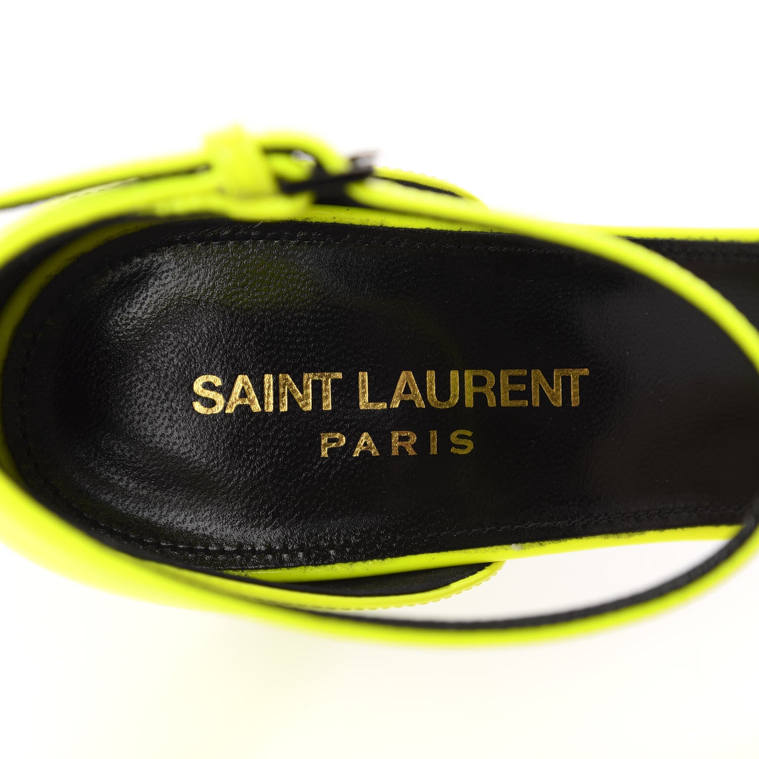 Saint Laurent Patent Calfskin Jane 105 Ankle Strap Sandals 39 Yellow Fluo 9 of 12