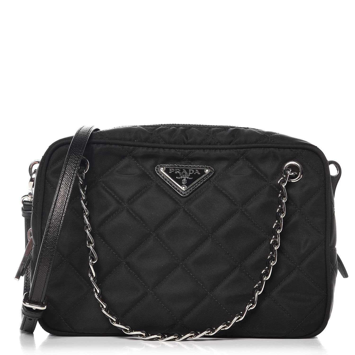 prada バッグ Prada Nylon Tessuto Impuntu Quilted Bandoliera Crossbody Bag Black