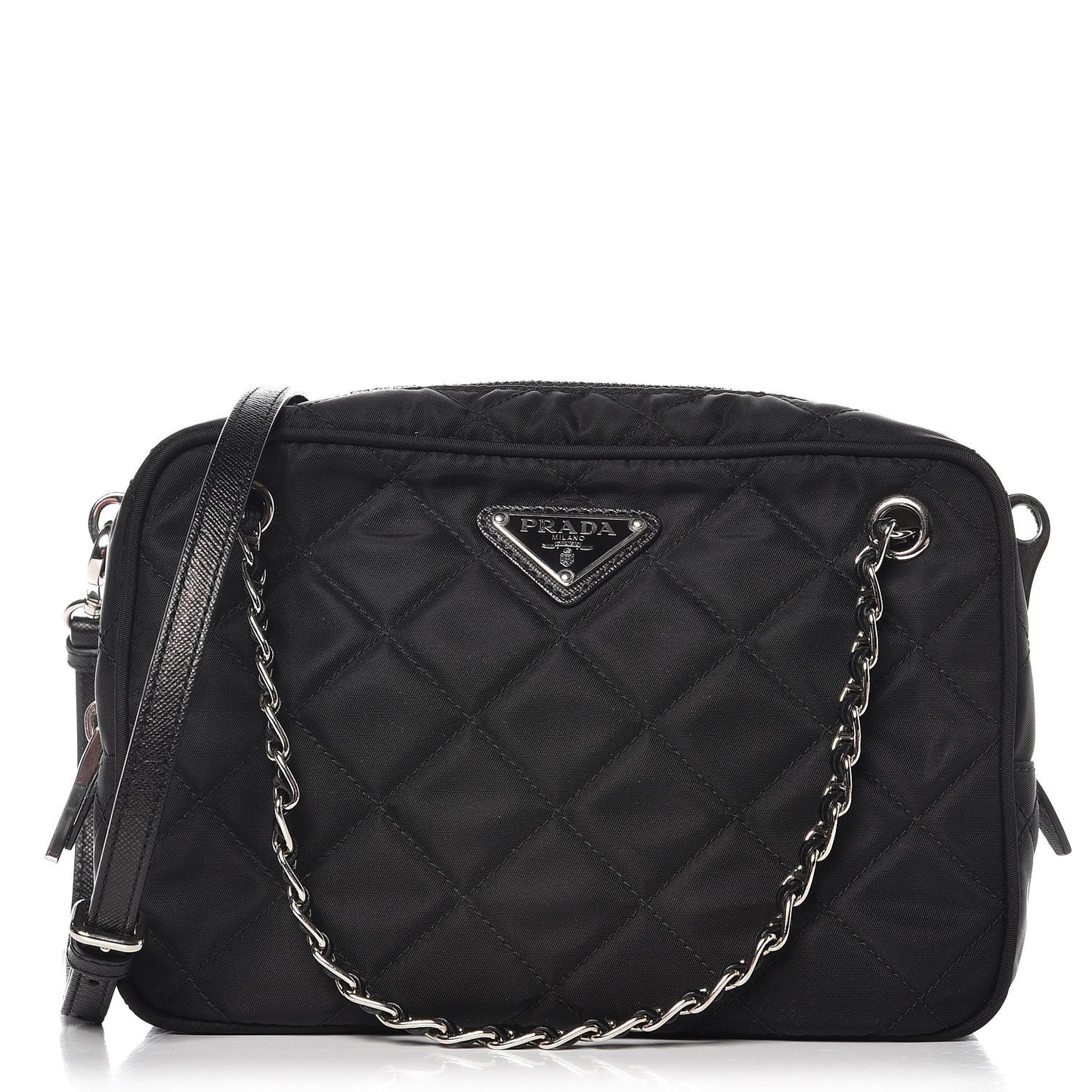 Nylon Tessuto Impuntu Quilted Bandoliera Crossbody Bag Black