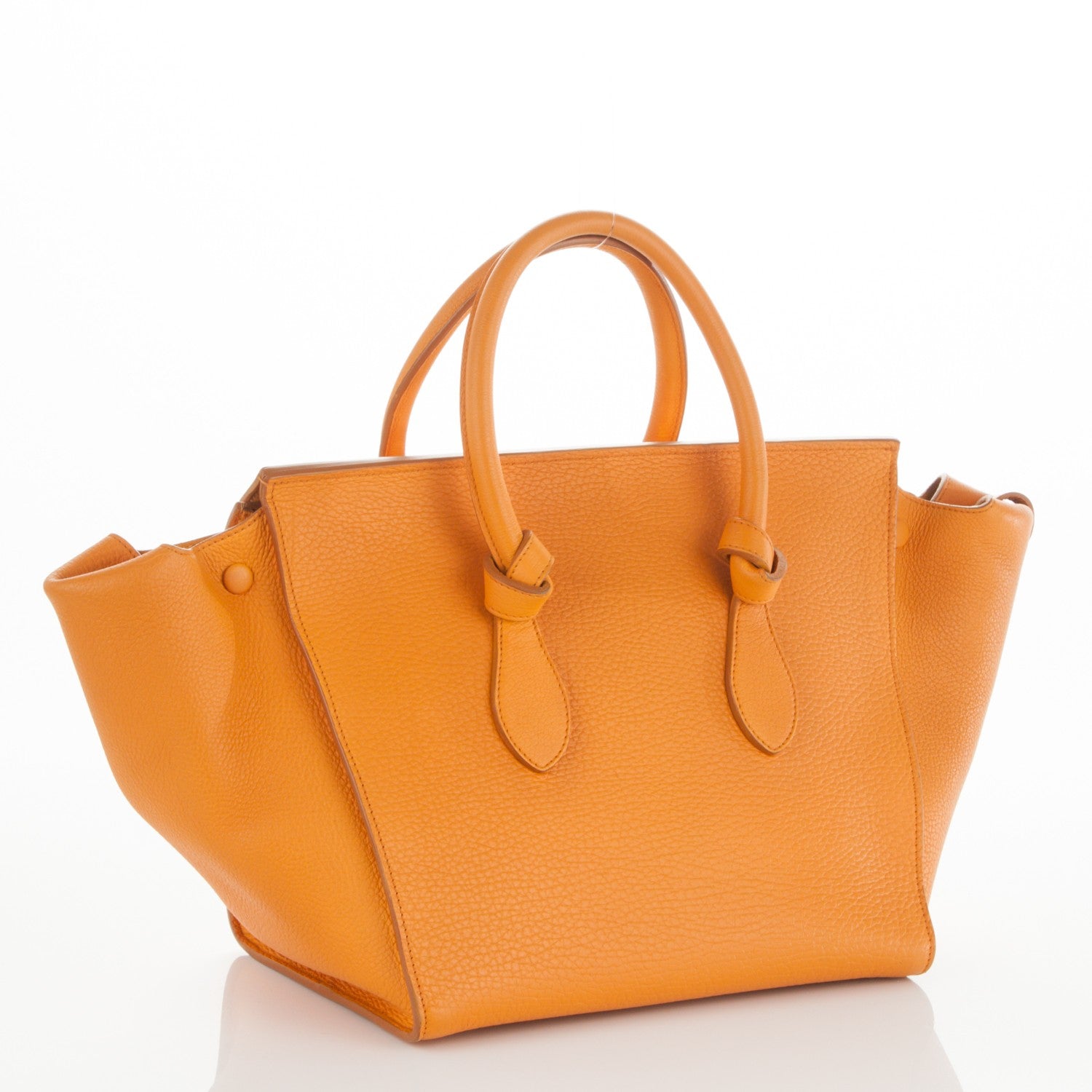 Celine Crisped Calfskin Small Tie Knot Tote Saffron 3 of 8
