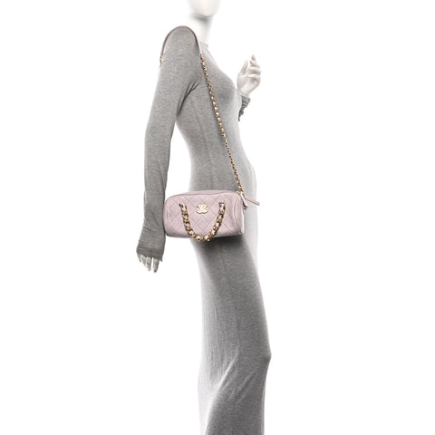 Caviar Quilted Small Fashion Therapy Bowling Bag Lilac