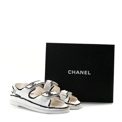 Chanel Printed Calfskin Velcro Dad Sandals 36.5 White Black 12 of 12