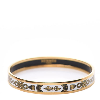 Hermes Enamel Printed Grand Apparat Narrow Bracelet 65 White 1 of 5
