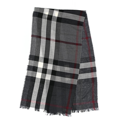 Burberry Wool Cashmere Tonal Lightweight Check Scarf Charcoal 2 of 4