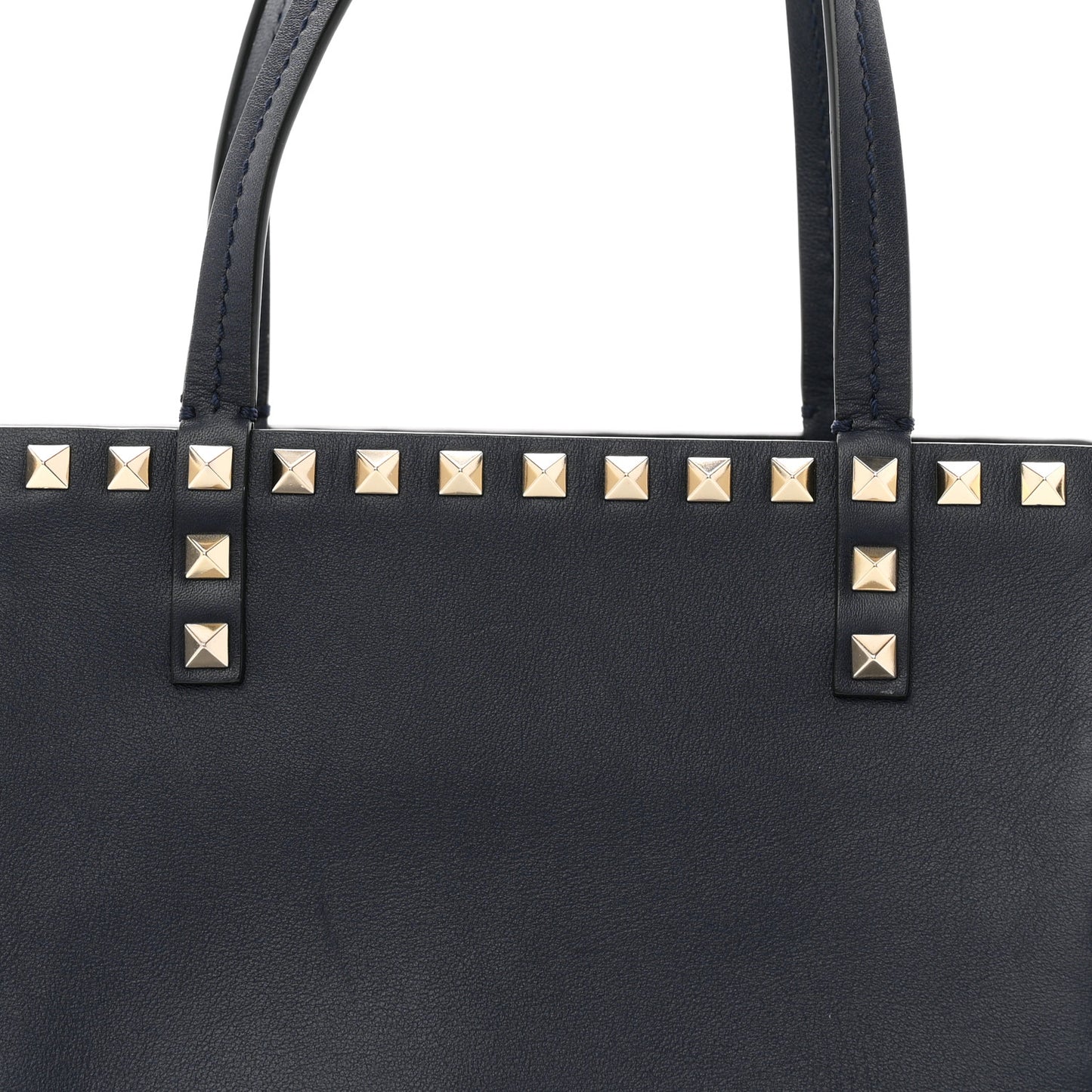 Calfskin Rockstud Double Handle Cinch Tote Marine