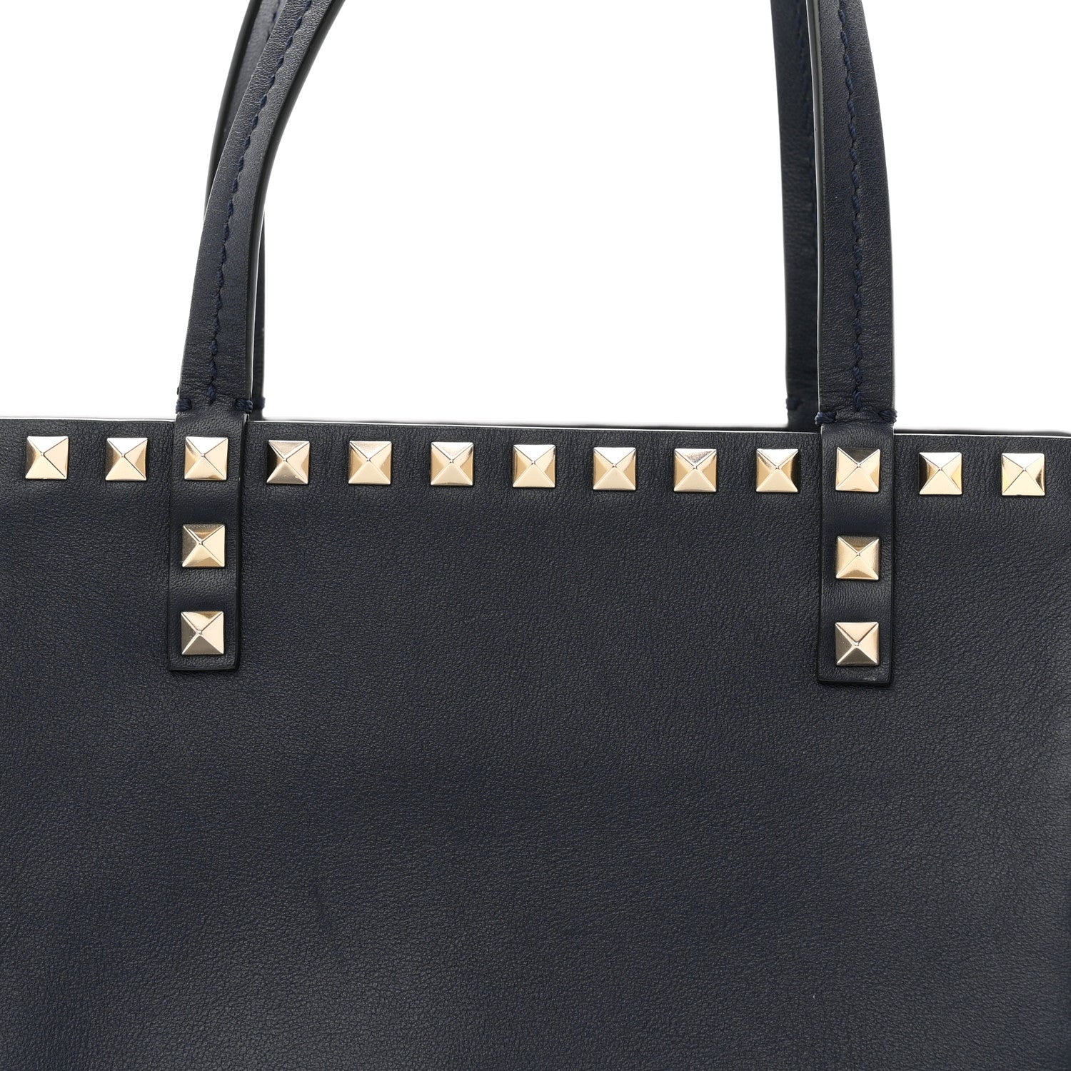 Valentino Garavani Calfskin Rockstud Double Handle Cinch Tote Marine 8 of 10