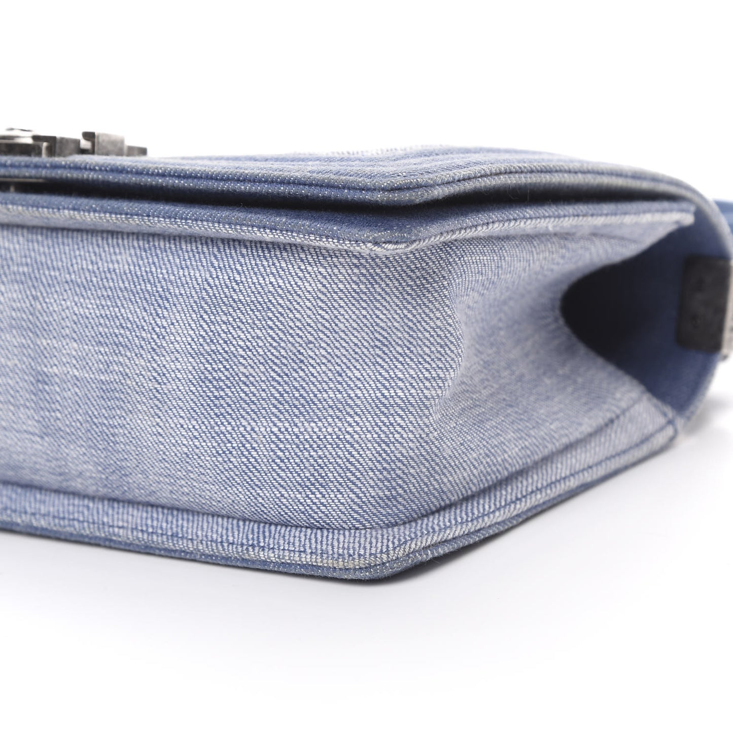 Denim Chevron Quilted Medium Boy Flap Blue