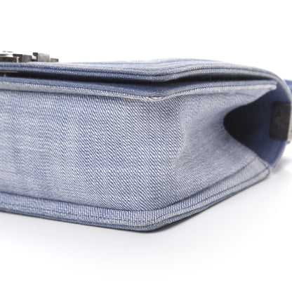 Chanel Denim Chevron Quilted Medium Boy Flap Blue 9 of 9