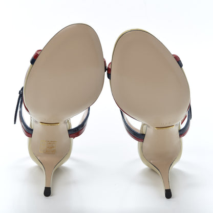 Gucci Patent Millie Ankle Strap Sandals 36.5 Red Blue Agata Sandstorm 7 of 9