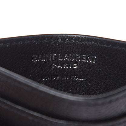 Saint Laurent Grain De Poudre Matelasse Chevron Monogram Credit Card Case Black 6 of 7