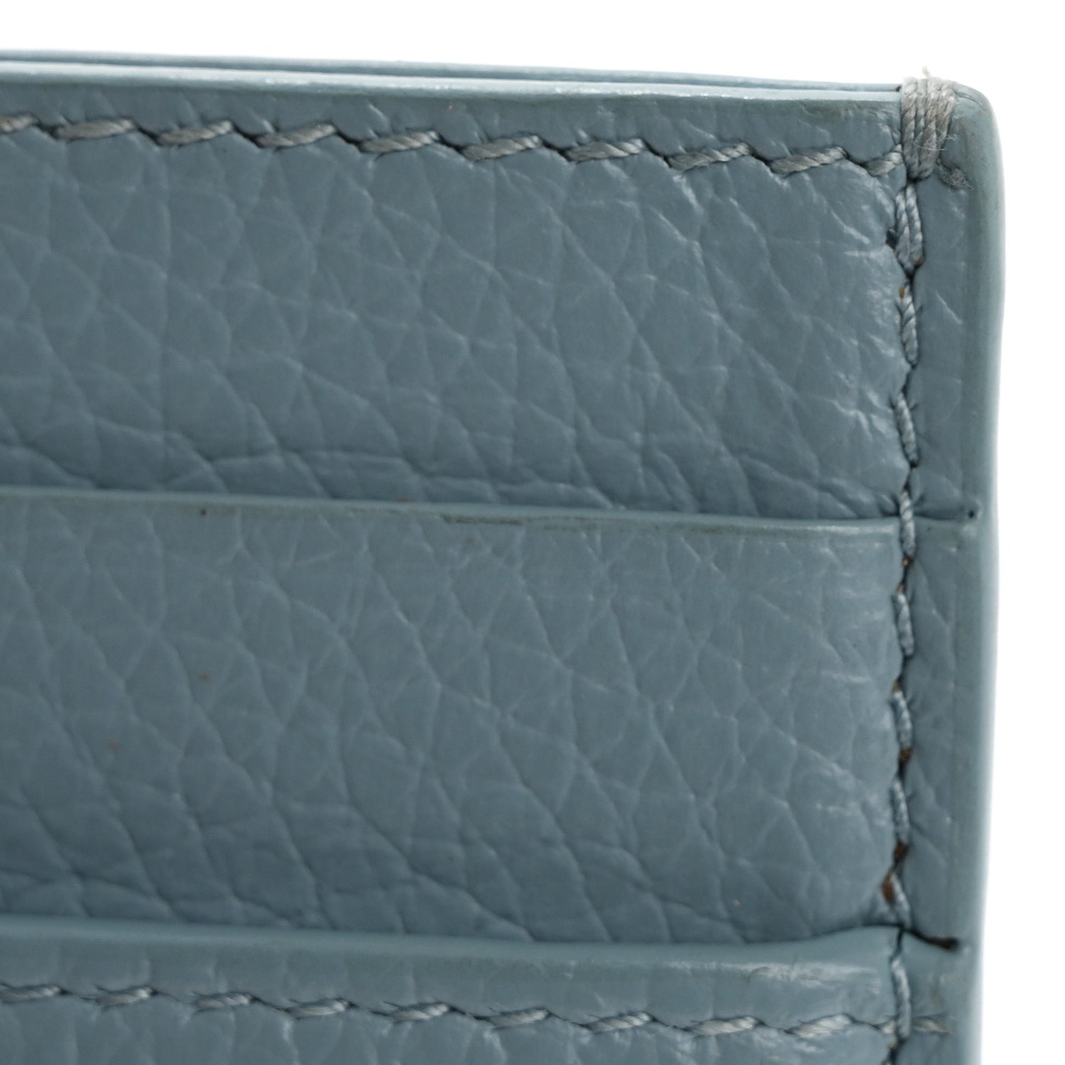 Balenciaga Grained Calfskin Neo Classic Silver Hardware City Card Holder Blue Grey 10 of 11